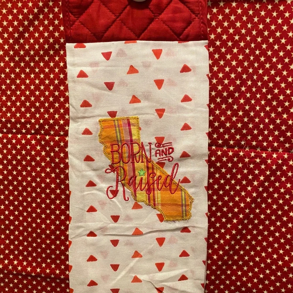Handmade hanging hand towel-California